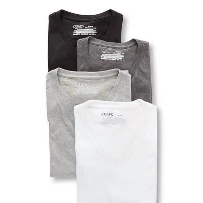 Chaps Men's 4-pack Underwear V-neck Shirt In Black/grey/andover Heather/white