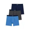 Chaps Men's Boxer Briefs Three Pack Set In Cruise Navy/charcoal Grey Heather/island Blue In Multi