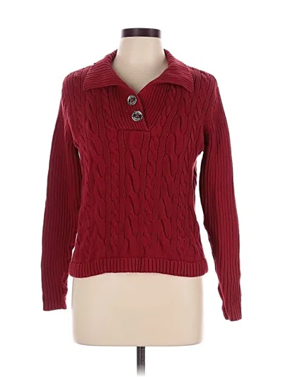 Pre-owned Chaps Pullover Sweater In Burgundy