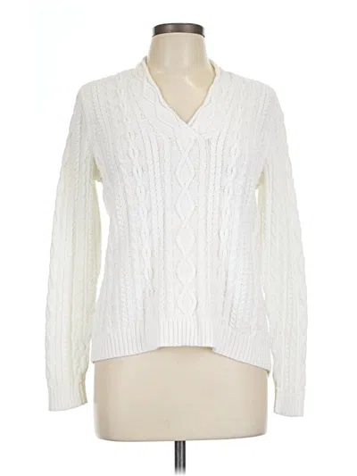 Pre-owned Chaps Pullover Sweater In White
