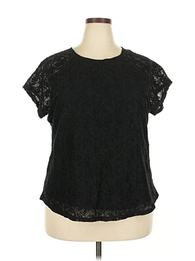 Pre-owned Chaps Short Sleeve Blouse In Black