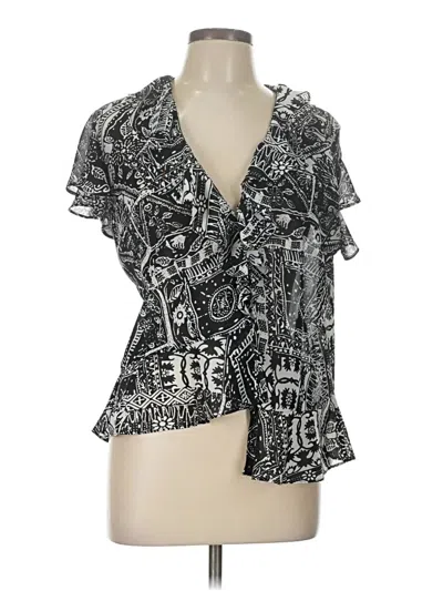 Pre-owned Chaps Short Sleeve Blouse In Black