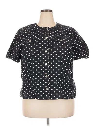 Pre-owned Chaps Short Sleeve Blouse In Black