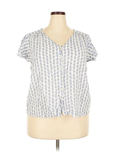 Pre-owned Chaps Short Sleeve Blouse In Blue