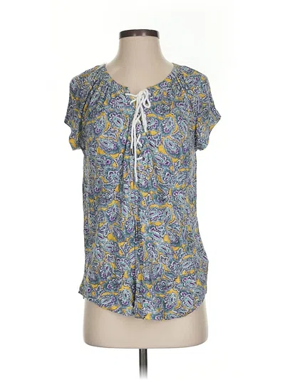 Pre-owned Chaps Short Sleeve Blouse In Blue