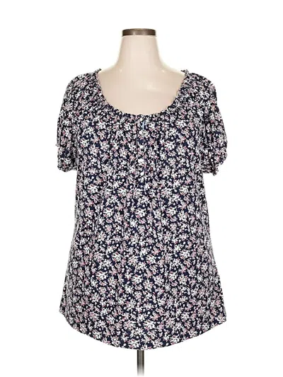 Pre-owned Chaps Short Sleeve Blouse In Blue