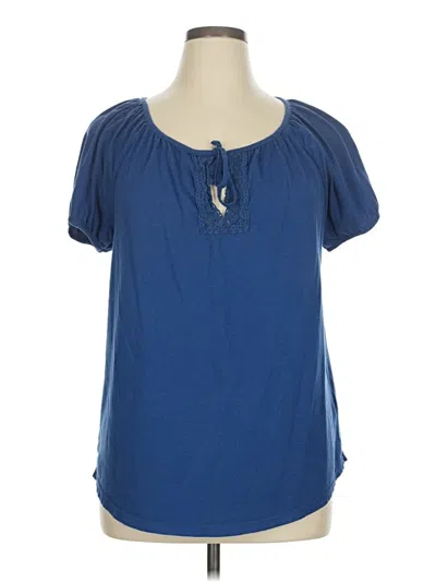 Pre-owned Chaps Short Sleeve Blouse In Blue