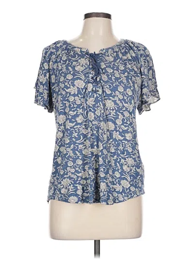 Pre-owned Chaps Short Sleeve Blouse In Blue