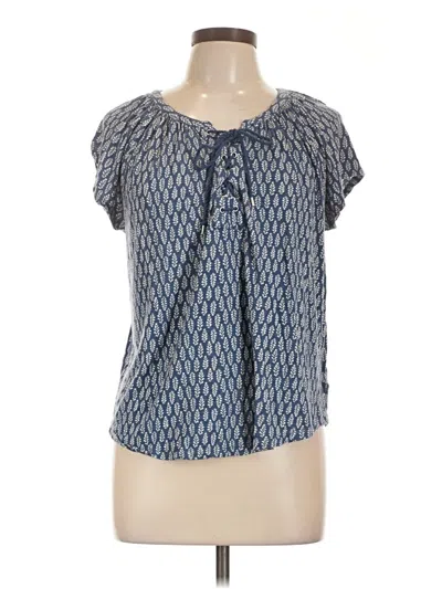 Pre-owned Chaps Short Sleeve Blouse In Blue