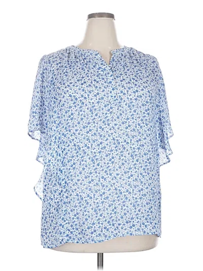 Pre-owned Chaps Short Sleeve Blouse In Blue