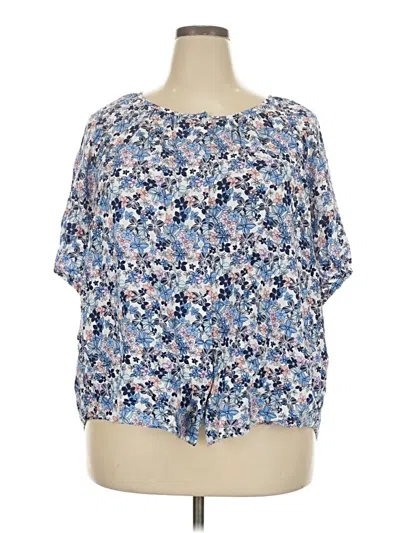 Pre-owned Chaps Short Sleeve Blouse In Blue