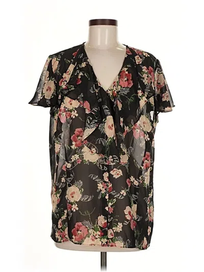 Pre-owned Chaps Short Sleeve Blouse In Brown