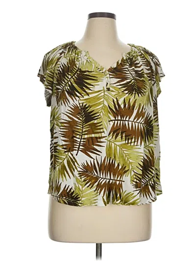 Pre-owned Chaps Short Sleeve Blouse In Brown