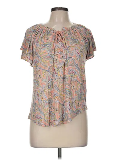 Pre-owned Chaps Short Sleeve Blouse In Gray