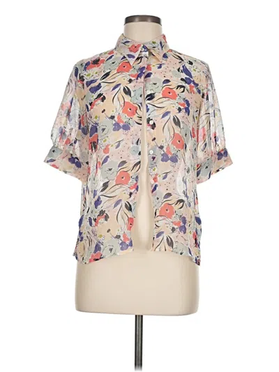 Pre-owned Chaps Short Sleeve Blouse In Ivory