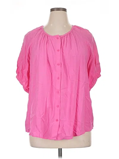Pre-owned Chaps Short Sleeve Blouse In Pink