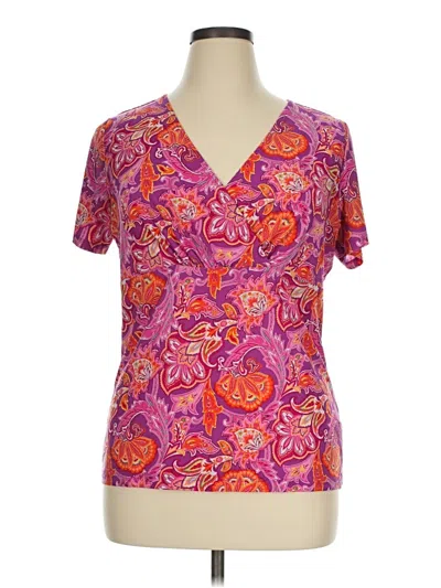 Pre-owned Chaps Short Sleeve Blouse In Purple
