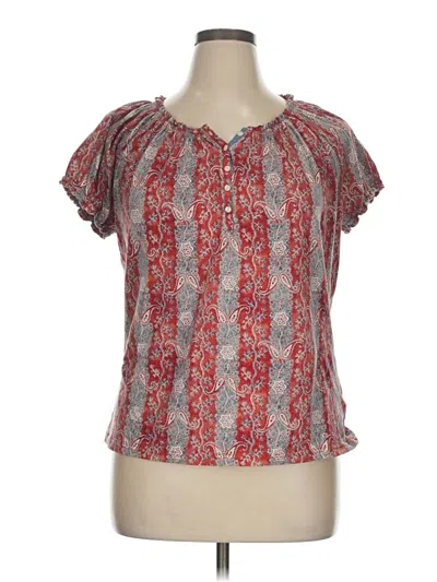Pre-owned Chaps Short Sleeve Blouse In Red