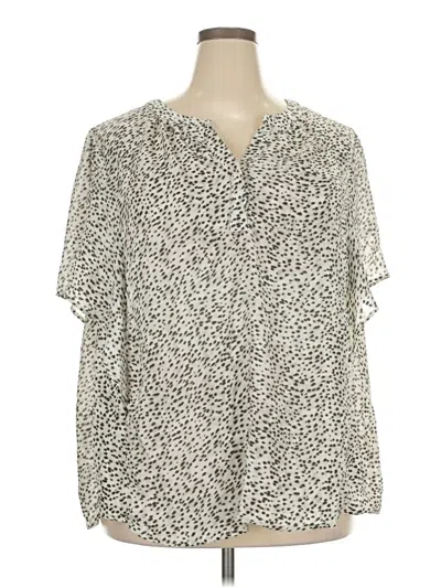 Pre-owned Chaps Short Sleeve Blouse In Silver
