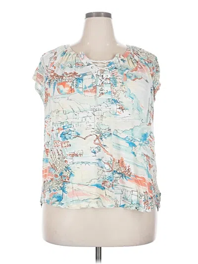 Pre-owned Chaps Short Sleeve Blouse In White