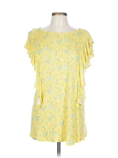 Pre-owned Chaps Short Sleeve Blouse In Yellow