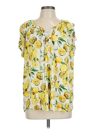 Pre-owned Chaps Short Sleeve Blouse In Yellow