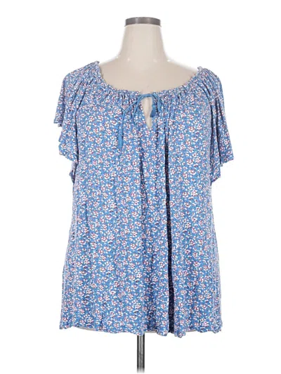 Pre-owned Chaps Short Sleeve Henley Shirt In Blue