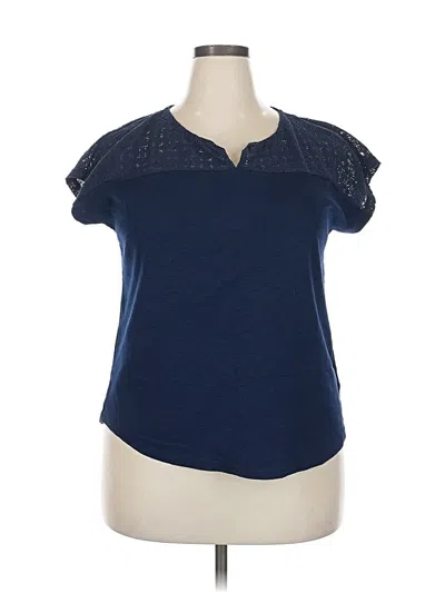 Pre-owned Chaps Short Sleeve Top Blue Keyhole Neckline Tops