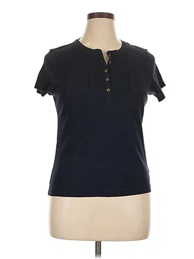 Pre-owned Chaps Short Sleeve Top Blue Keyhole Neckline Tops