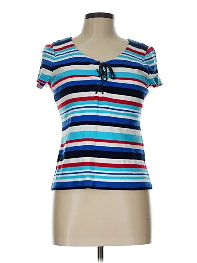 Pre-owned Chaps Short Sleeve Top Blue Scoop Neck Tops