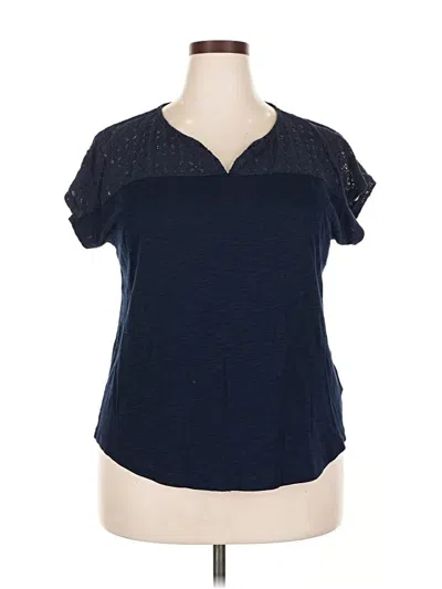 Pre-owned Chaps Short Sleeve Top Blue V Neck Tops