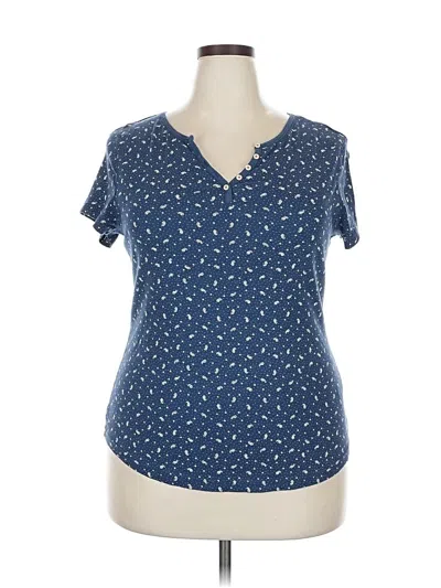 Pre-owned Chaps Short Sleeve Top Blue V Neck Tops