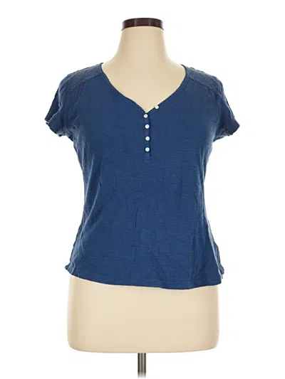Pre-owned Chaps Short Sleeve Top Blue V-neck Tops