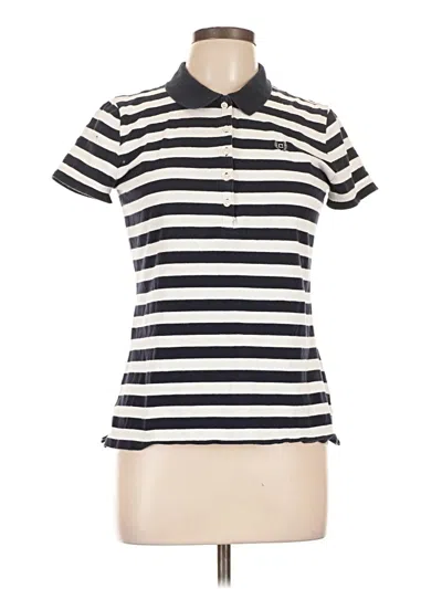 Pre-owned Chaps Short Sleeve Top Ivory Collared Neckline Tops