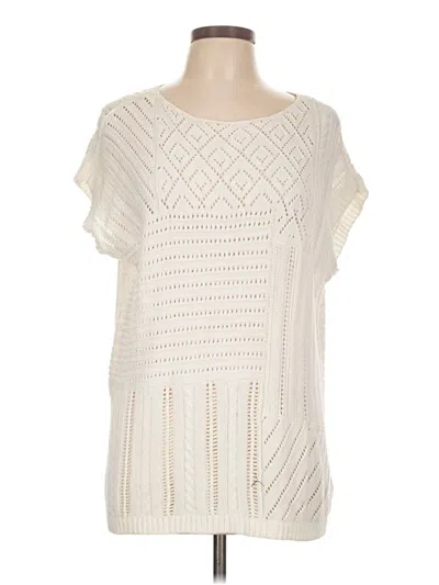 Pre-owned Chaps Short Sleeve Top Ivory Square Neckline Tops
