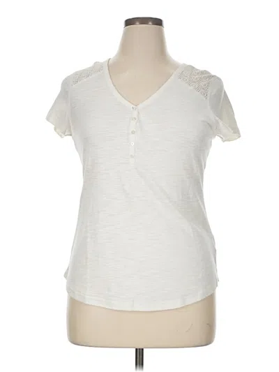 Pre-owned Chaps Short Sleeve Top Ivory V Neck Tops In White