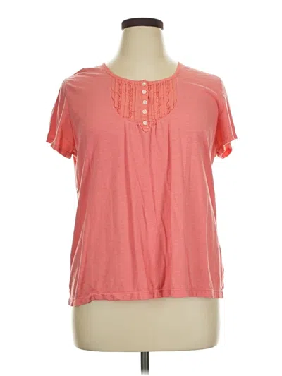 Pre-owned Chaps Short Sleeve Top Pink Keyhole Neckline Tops