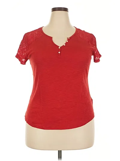 Pre-owned Chaps Short Sleeve Top Red Sweetheart Neckline Tops
