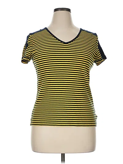 Pre-owned Chaps Short Sleeve Top Yellow Scoop Neck Tops
