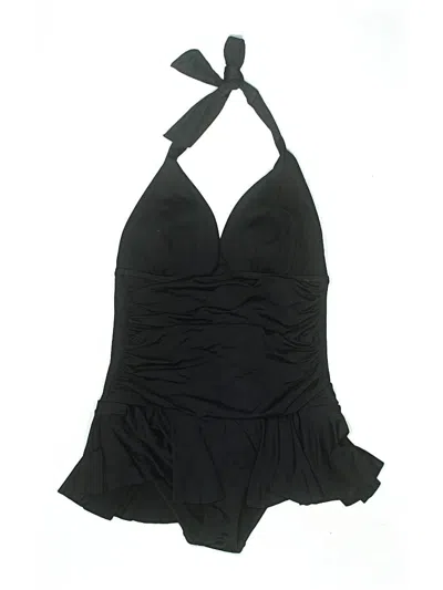 Pre-owned Chaps Swimsuit Top Black Solid Pattern Swimwear