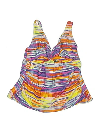 Pre-owned Chaps Swimsuit Top Purple Print Pattern Swimwear