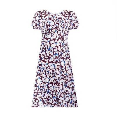 Chapter London Women's Blue / White Eva Smudge Print Midi Dress In Blue/white