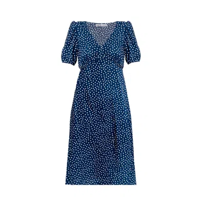 Chapter London Women's Blue / White Margot Midi Polka Dot Dress In Blue/white