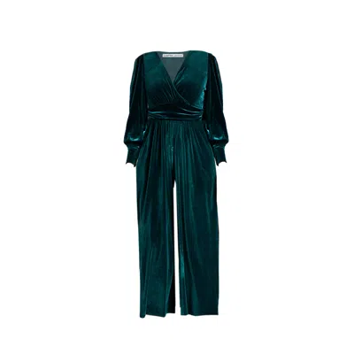 Chapter London Women's Green Ava Velvet Jumpsuit - Emerald