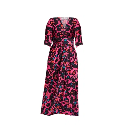 Chapter London Women's Pink / Purple Sonia Wrap Maxi Dress - Pink Leopard Print In Pink/purple