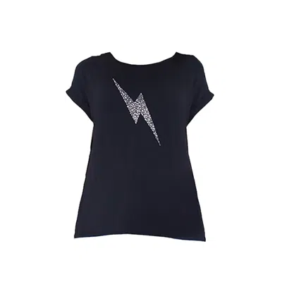 Chapter London Women's Ziggy Short Sleeve Top - Black Lightning Bolt