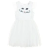 CHARABIA GIRLS CAT FACE TULLE & COTTON DRESS