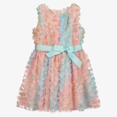 Charabia Kids' Girls Floral Tulle Dress In Pink