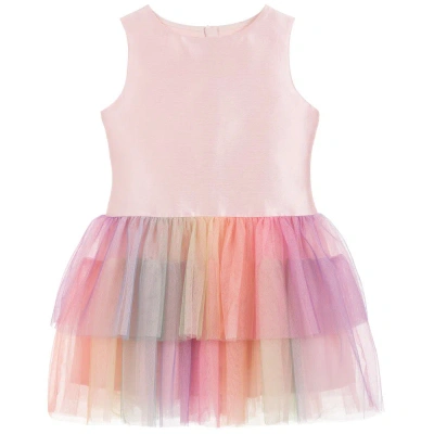 Charabia Kids' Girls Pink & Rainbow Tulle Dress