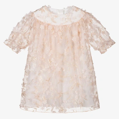 Charabia Kids' Girls Pink Floral Tulle Dress
